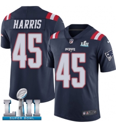 Men's Nike New England Patriots #45 David Harris Limited Navy Blue Rush Vapor Untouchable Super Bowl LII NFL Jersey