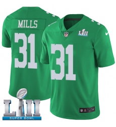 Men's Nike Philadelphia Eagles #31 Jalen Mills Limited Green Rush Vapor Untouchable Super Bowl LII NFL Jersey