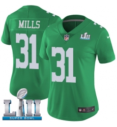 Women's Nike Philadelphia Eagles #31 Jalen Mills Limited Green Rush Vapor Untouchable Super Bowl LII NFL Jersey