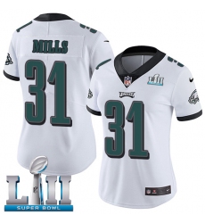 Women's Nike Philadelphia Eagles #31 Jalen Mills White Vapor Untouchable Limited Player Super Bowl LII NFL Jersey