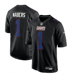 Men's New York Giants #1 Malik Nabers Nike Carbon Black Fashion Jersey