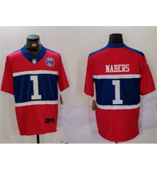 Men's New York Giants #1 Malik Nabers Red 2024 F.U.S.E. With Vapor Untouchable Limited Football Stitched Jersey