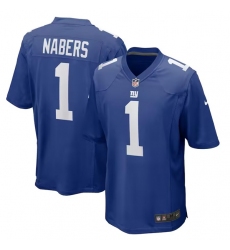 Men's New York Giants #1 Malik Nabers Royal 2024 First Round Pick Football Stitched Game Jersey