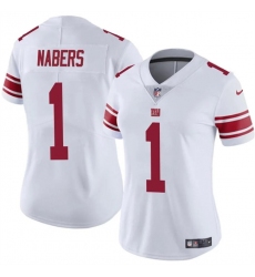 Women's New York Giants #1 Malik Nabers White Vapor Stitched Jersey(Run Small)