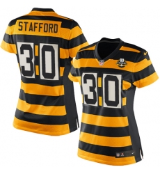 Women's Nike Pittsburgh Steelers #30 Daimion Stafford Limited Yellow/Black Alternate 80TH Anniversary Throwback NFL Jersey