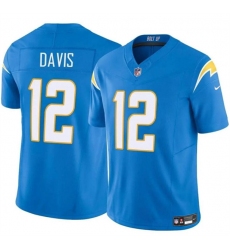 Men's Los Angeles Chargers #12 Derius Davis Blue 2024 F.U.S.E. Vapor Limited Football Stitched Jersey