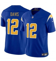 Men's Los Angeles Chargers #12 Derius Davis Royal 2024 F.U.S.E. Vapor Limited Football Stitched Jersey