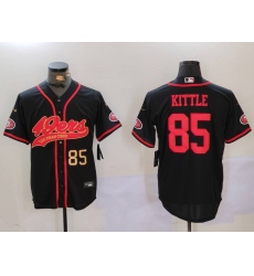 Men's San Francisco 49ers #85 George Kittle Black With Cool Base Stitched Baseball Jersey