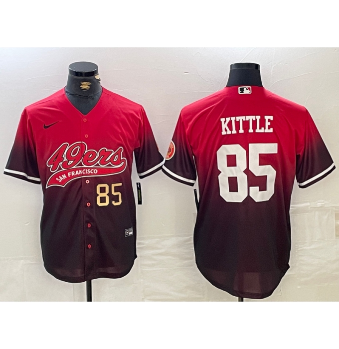 Men's San Francisco 49ers #85 George Kittle Red Black Cool Base Stitched Baseball Jerseys