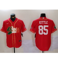 Men's San Francisco 49ers #85 George Kittle Red With Cool Base Stitched Baseball Jerseys