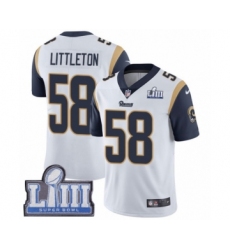 Men's Nike Los Angeles Rams #58 Cory Littleton White Vapor Untouchable Limited Player Super Bowl LIII Bound NFL Jersey