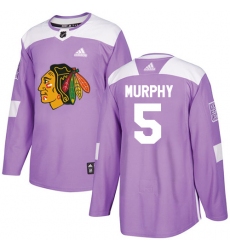 Men's Adidas Chicago Blackhawks #5 Connor Murphy Authentic Purple Fights Cancer Practice NHL Jersey