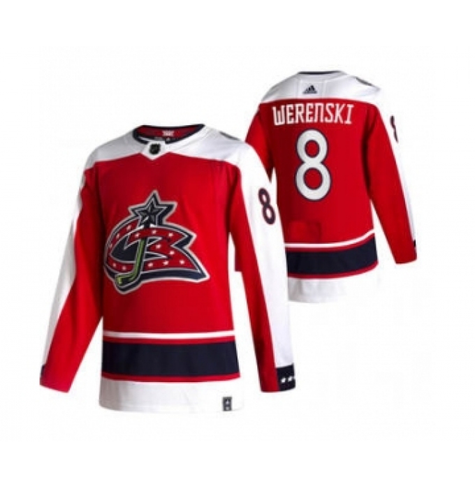 Men's Columbus Blue Jackets #8 Zach Werenski Red 2020-21 Reverse Retro Alternate Hockey Jersey