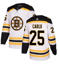 Youth Adidas Boston Bruins #25 Brandon Carlo Authentic White Away NHL Jersey
