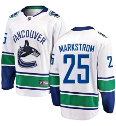 Men's Vancouver Canucks #25 Jacob Markstrom Fanatics Branded White Away Breakaway NHL Jersey