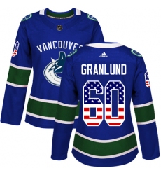 Women's Adidas Vancouver Canucks #60 Markus Granlund Authentic Blue USA Flag Fashion NHL Jersey