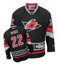 Men's Reebok Carolina Hurricanes #22 Brett Pesce Authentic Black Third NHL Jersey