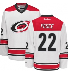 Men's Reebok Carolina Hurricanes #22 Brett Pesce Authentic White Away NHL Jersey