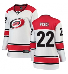 Women's Carolina Hurricanes #22 Brett Pesce Authentic White Away Fanatics Branded Breakaway NHL Jersey