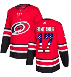 Men's Adidas Carolina Hurricanes #17 Rod Brind'Amour Authentic Red USA Flag Fashion NHL Jersey