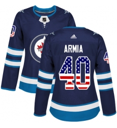 Women's Adidas Winnipeg Jets #40 Joel Armia Authentic Navy Blue USA Flag Fashion NHL Jersey