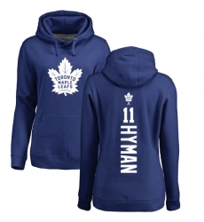 NHL Women's Adidas Toronto Maple Leafs #11 Zach Hyman Royal Blue Backer Pullover Hoodie