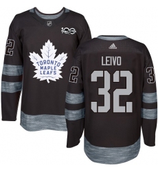 Men's Adidas Toronto Maple Leafs #32 Josh Leivo Authentic Black 1917-2017 100th Anniversary NHL Jersey