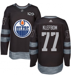 Men's Adidas Edmonton Oilers #77 Oscar Klefbom Authentic Black 1917-2017 100th Anniversary NHL Jersey