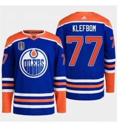 Men's Edmonton Oilers #77 Oscar Klefbom Royal 2024 Stanley Cup Final Stitched Jersey