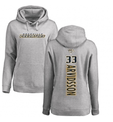 NHL Women's Adidas Nashville Predators #33 Viktor Arvidsson Ash Backer Pullover Hoodie