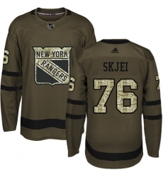 Men's Adidas New York Rangers #76 Brady Skjei Premier Green Salute to Service NHL Jersey