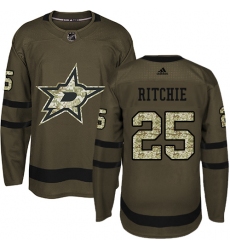 Youth Adidas Dallas Stars #25 Brett Ritchie Authentic Green Salute to Service NHL Jersey