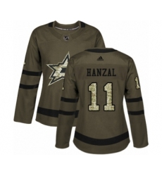 Women's Adidas Dallas Stars #11 Martin Hanzal Authentic Green Salute to Service NHL Jersey