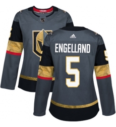 Women's Adidas Vegas Golden Knights #5 Deryk Engelland Authentic Gray Home NHL Jersey