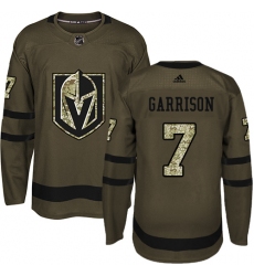 Youth Adidas Vegas Golden Knights #7 Jason Garrison Authentic Green Salute to Service NHL Jersey