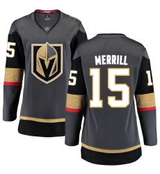Women's Vegas Golden Knights #15 Jon Merrill Authentic Black Home Fanatics Branded Breakaway NHL Jersey