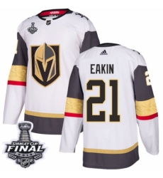 Women's Adidas Vegas Golden Knights #21 Cody Eakin Authentic White Away 2018 Stanley Cup Final NHL Jersey