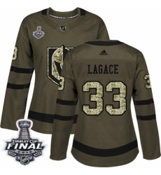 Women's Adidas Vegas Golden Knights #33 Maxime Lagace Authentic Green Salute to Service 2018 Stanley Cup Final NHL Jersey