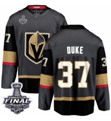 Men's Vegas Golden Knights #37 Reid Duke Authentic Black Home Fanatics Branded Breakaway 2018 Stanley Cup Final NHL Jersey