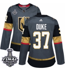 Women's Adidas Vegas Golden Knights #37 Reid Duke Authentic Gray Home 2018 Stanley Cup Final NHL Jersey