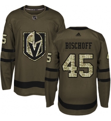 Youth Adidas Vegas Golden Knights #45 Jake Bischoff Authentic Green Salute to Service NHL Jersey