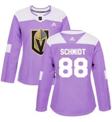 Women's Adidas Vegas Golden Knights #88 Nate Schmidt Authentic Purple Fights Cancer Practice NHL Jersey