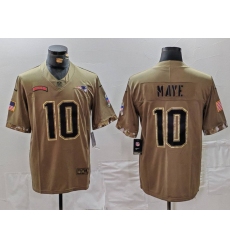 Men's New England Patriots #10 Drake Maye Olive 2022 Salute To Service Limited Stitched Jersey