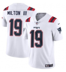 Men's New England Patriots #19 Joe Milton III White 2024 Vapor Limited Football Stitched Jersey