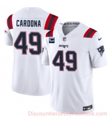 Men's New England Patriots #49 Joe Cardona White F.U.S.E. With 1-Star C Vapor Limited Stitched Football Jersey