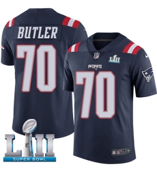 Men's Nike New England Patriots #70 Adam Butler Limited Navy Blue Rush Vapor Untouchable Super Bowl LII NFL Jersey