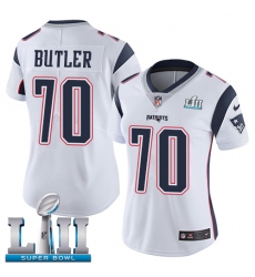 Women's Nike New England Patriots #70 Adam Butler White Vapor Untouchable Limited Player Super Bowl LII NFL Jersey