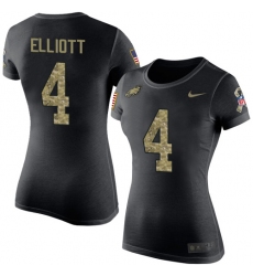 Women's Nike Philadelphia Eagles #4 Jake Elliott Black Camo Salute to Service T-Shirt