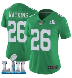 Women's Nike Philadelphia Eagles #26 Jaylen Watkins Limited Green Rush Vapor Untouchable Super Bowl LII NFL Jersey