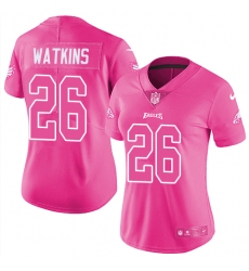Women's Nike Philadelphia Eagles #26 Jaylen Watkins Limited Pink Rush Fashion NFL Jersey